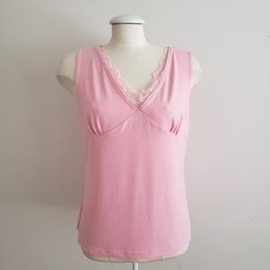 Pink Top With Lace Trim Size Large
